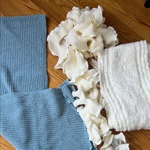 Lots of 3 Blue and White Knit Scarf Set